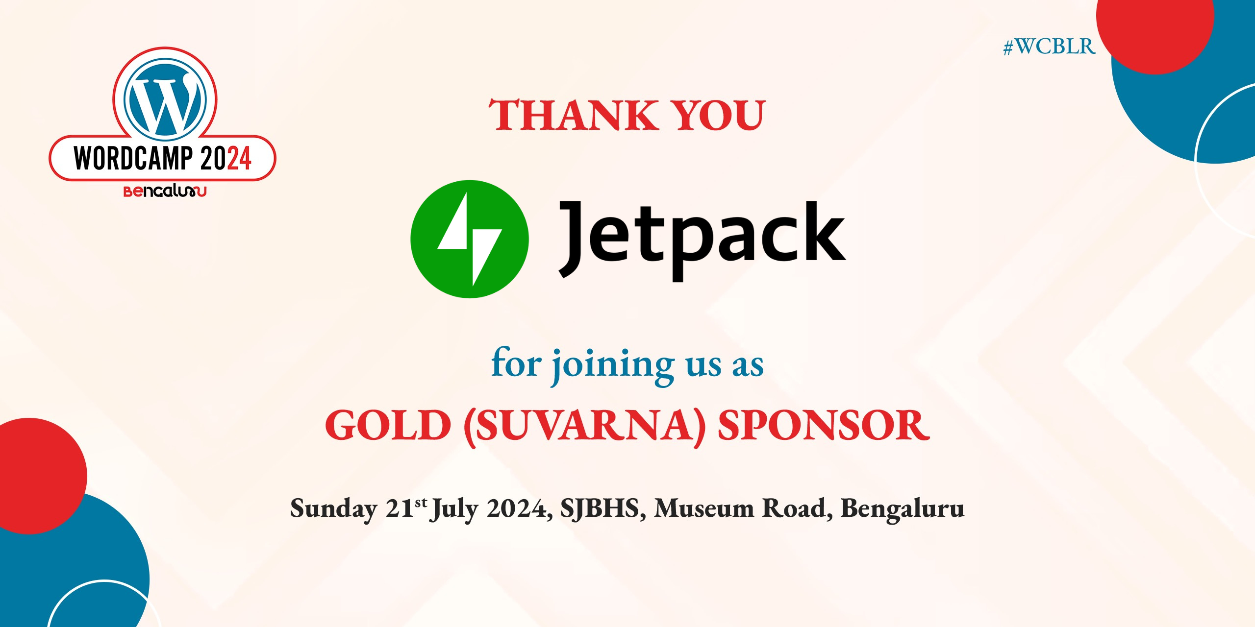 Thank you to Jetpack, Our Suvarna Sponsor for WordCamp Bengaluru 2024!