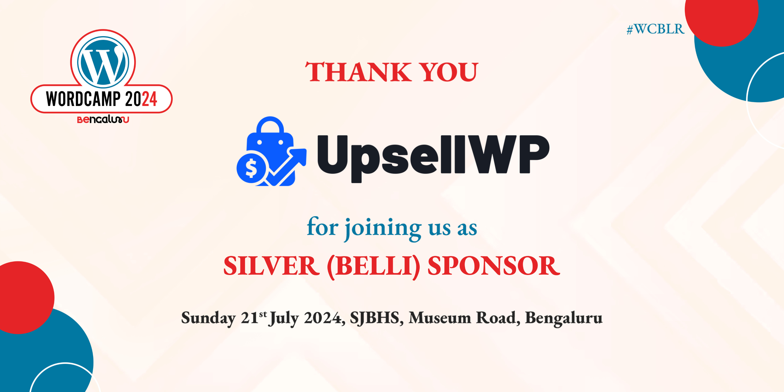 Thank you to UpsellWP, Our Belli Sponsor for WordCamp Bengaluru 2024!