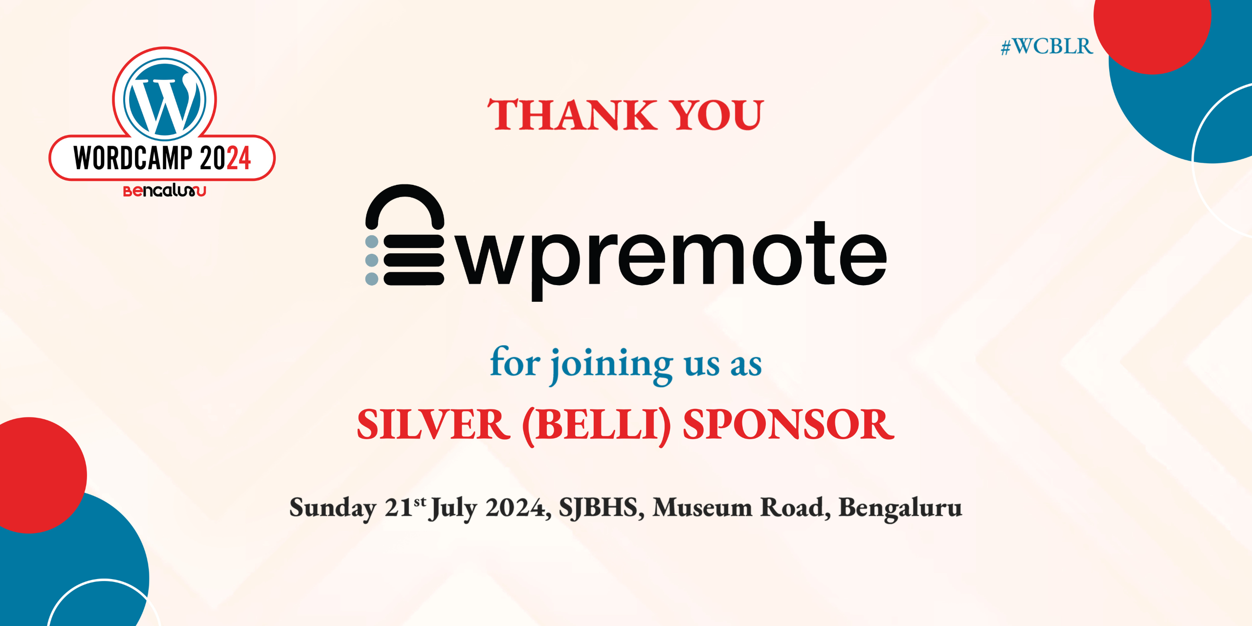 Thank you to WP Remote, Our Belli Sponsor for WordCamp Bengaluru 2024!