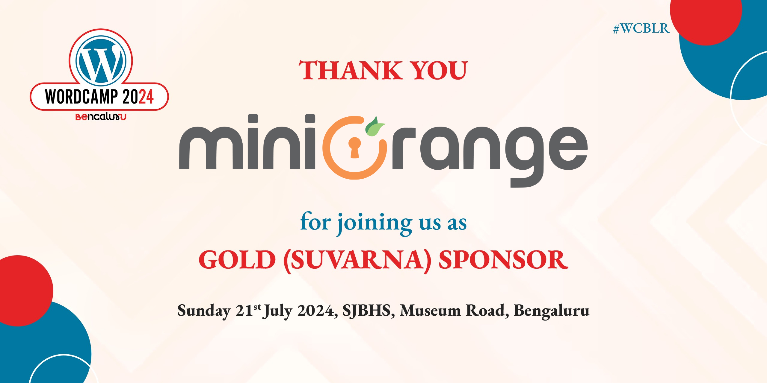 Thank you to miniOrange, Our Suvarna Sponsor for WordCamp Bengaluru 2024!