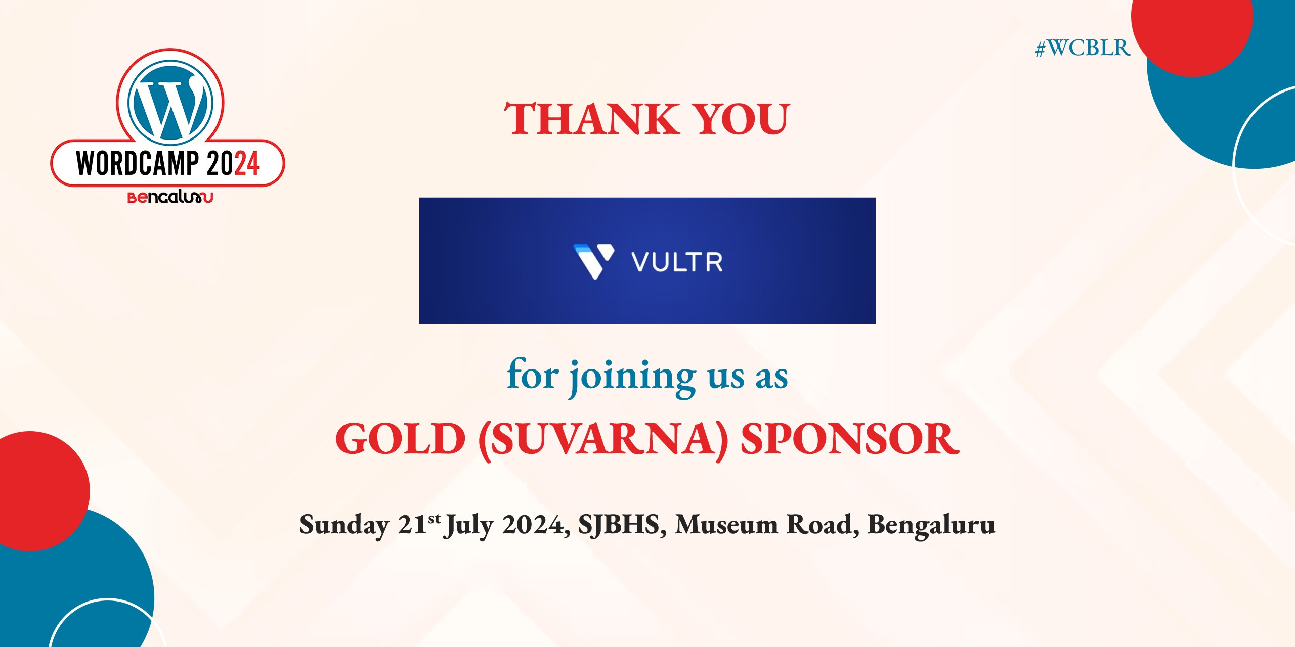 Thank you to Vultr, Our Suvarna Sponsor for WordCamp Bengaluru 2024!