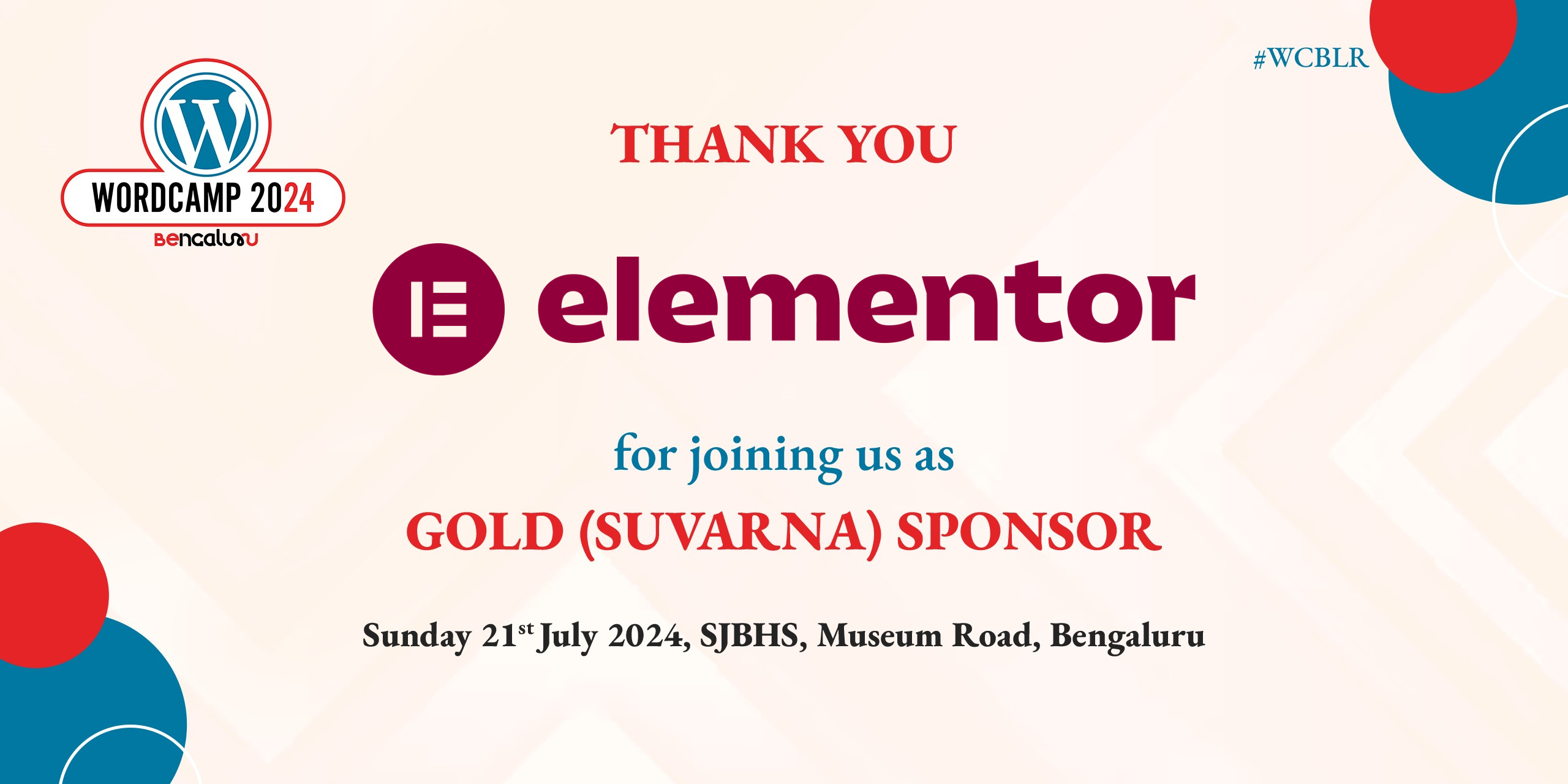 Thank you to Elementor, Our Suvarna Sponsor for WordCamp Bengaluru 2024!