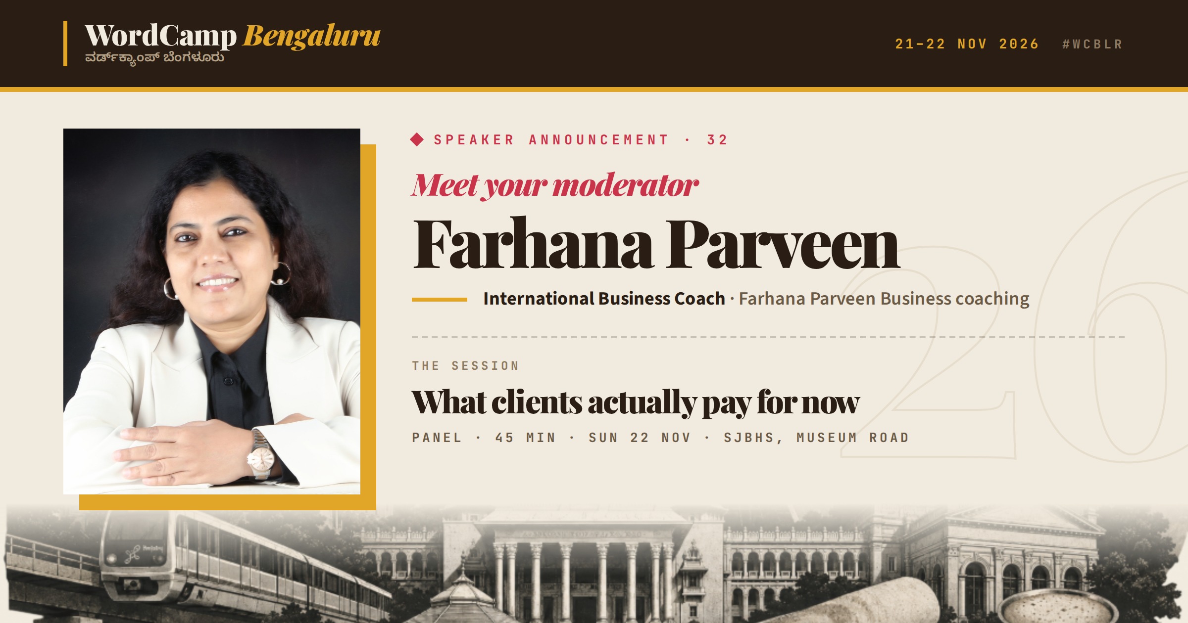Announcing our speaker: Farhana Parveen