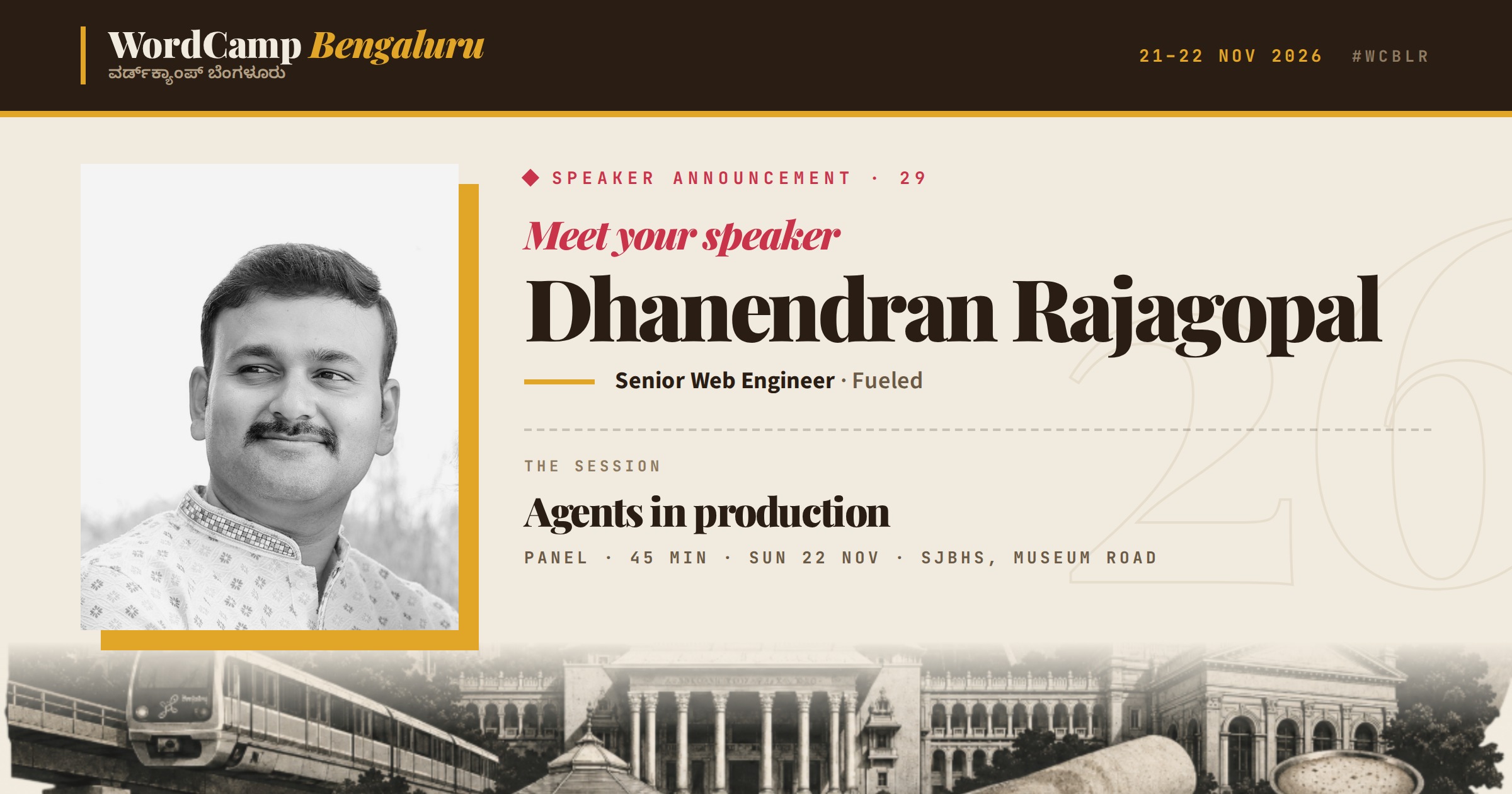Announcing our speaker: Dhanendran Rajagopal