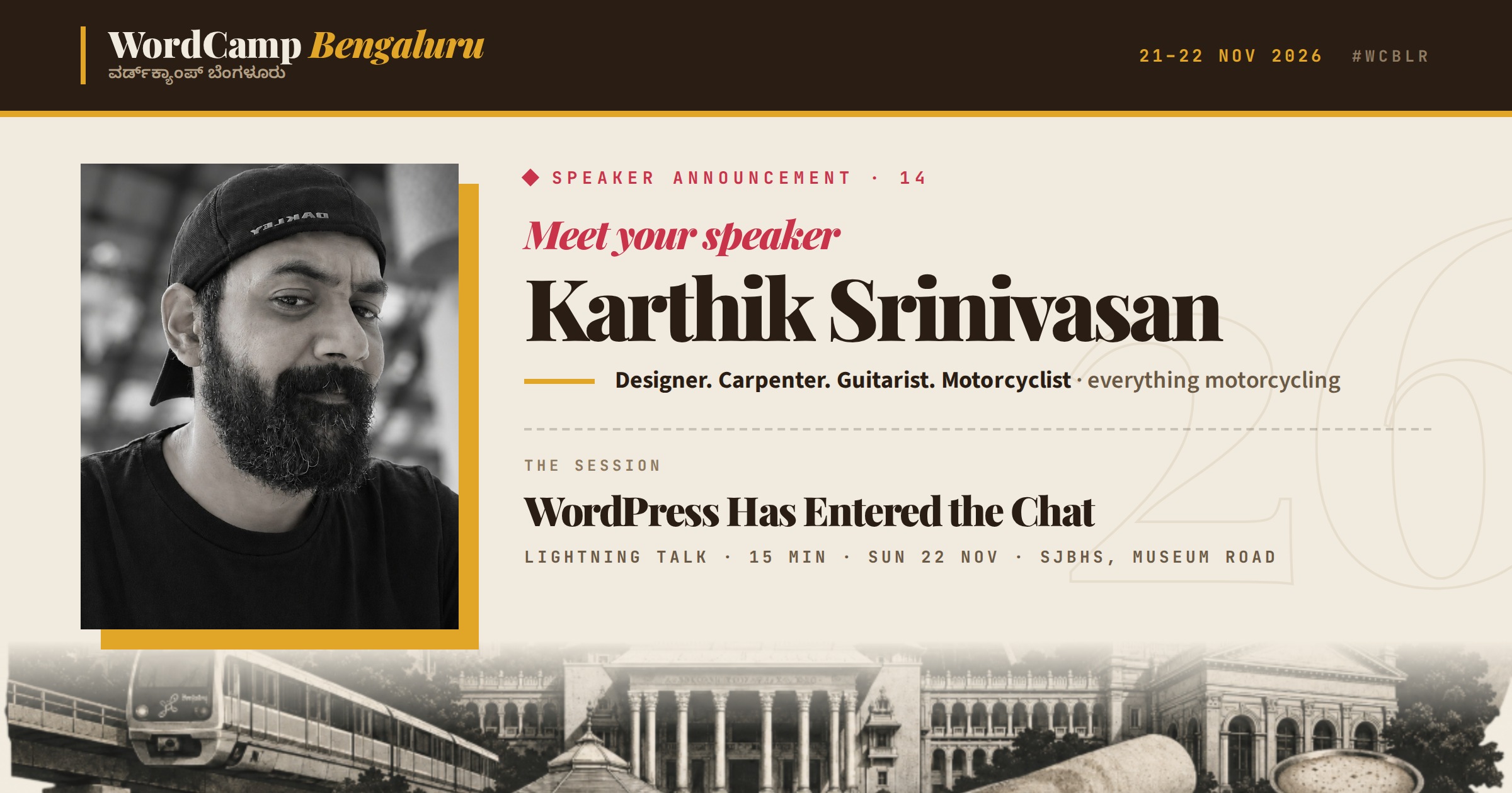 Announcing our speaker: Karthik Srinivasan