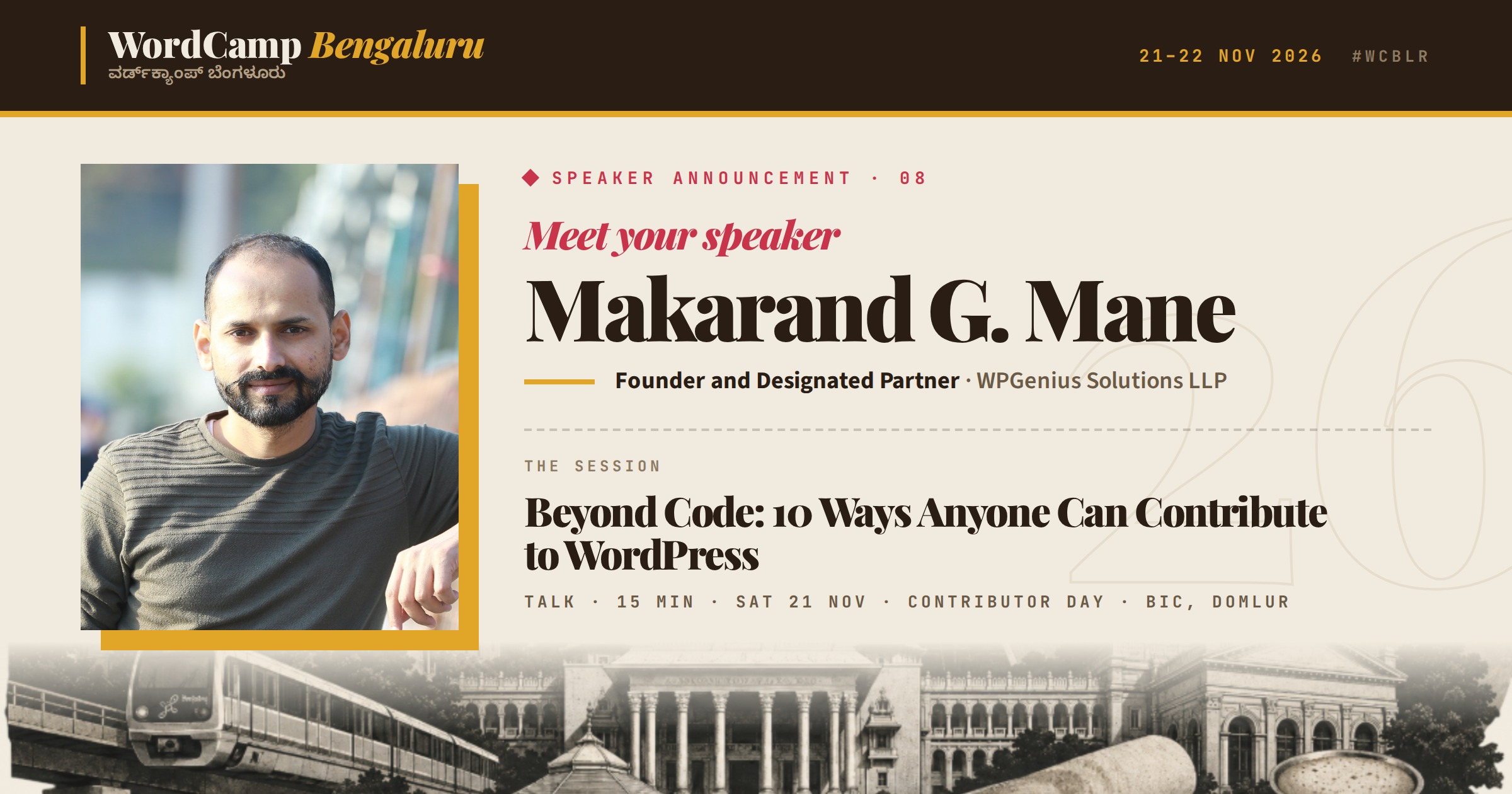 Announcing our speaker: Makarand G. Mane