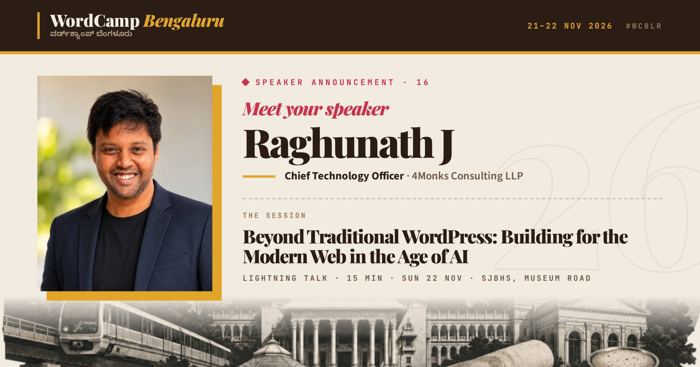 Announcing our speaker: Raghunath J