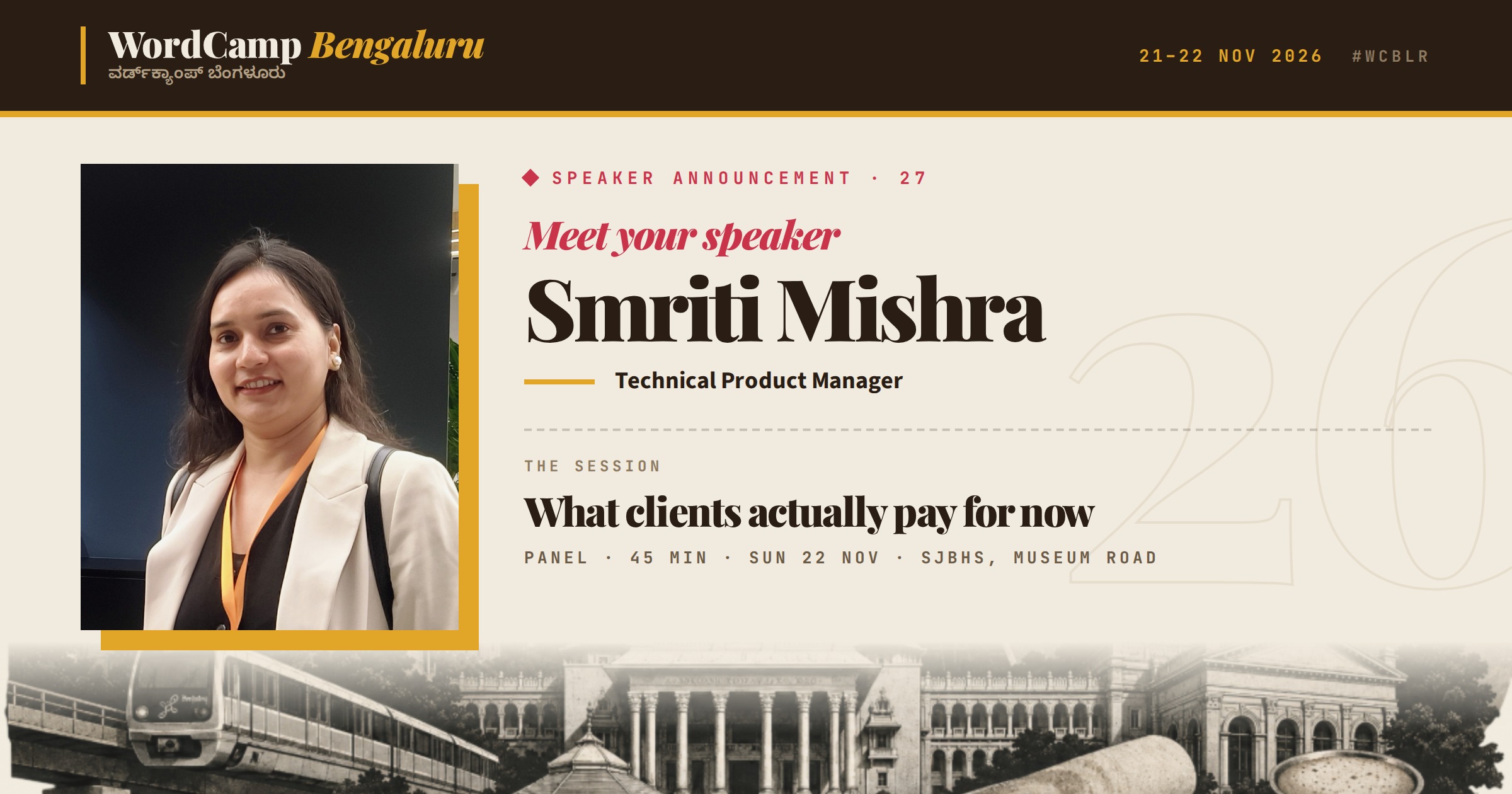 Announcing our speaker: Smriti Mishra