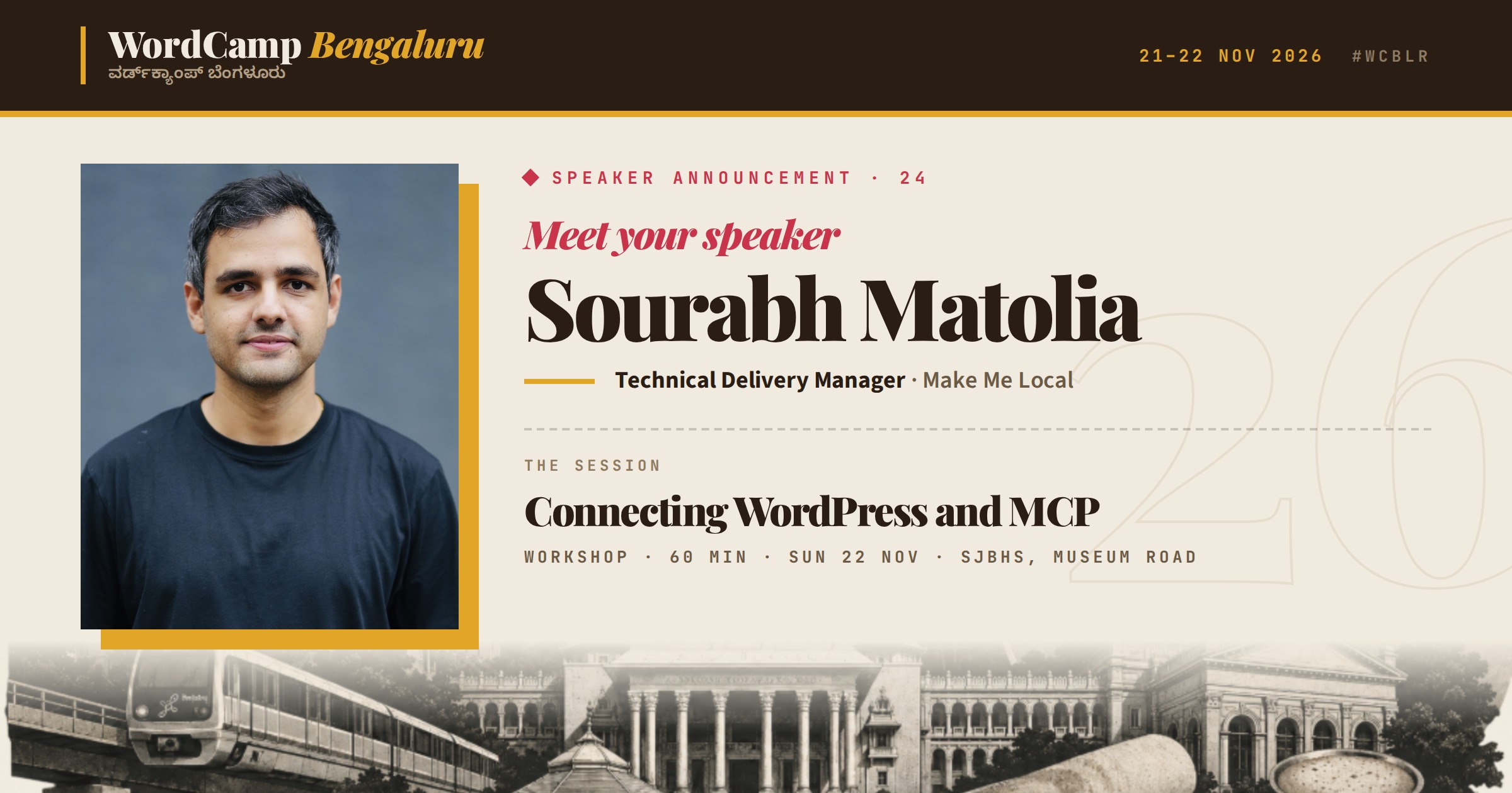 Announcing our speaker: Sourabh Matolia