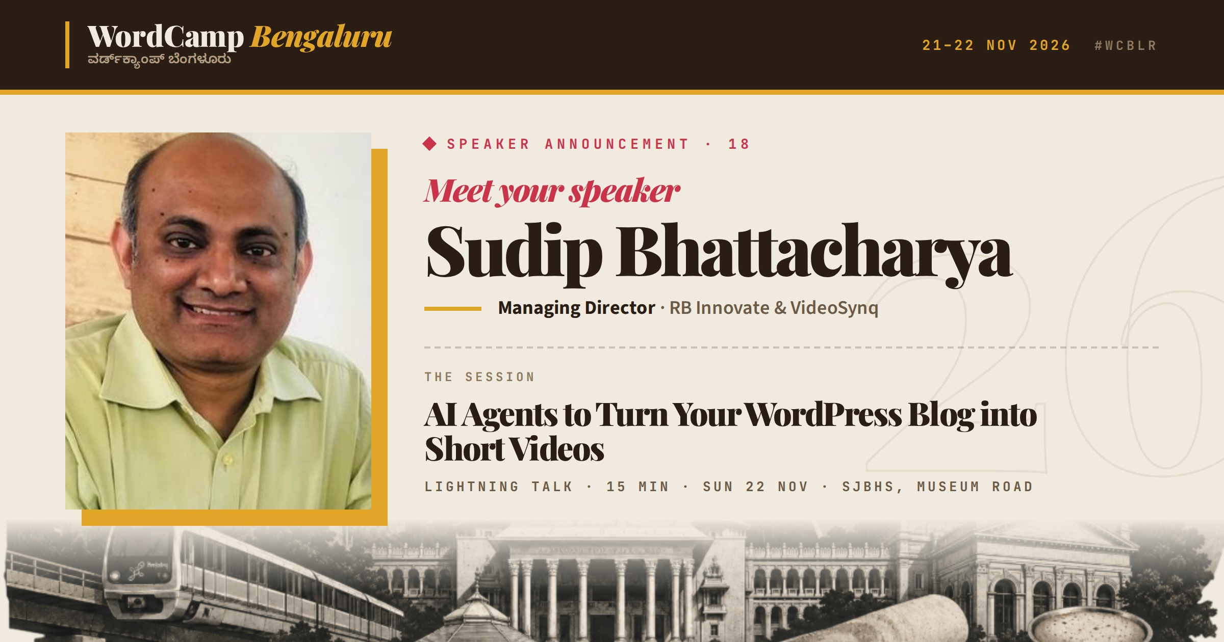 Announcing our speaker: Sudip Bhattacharya