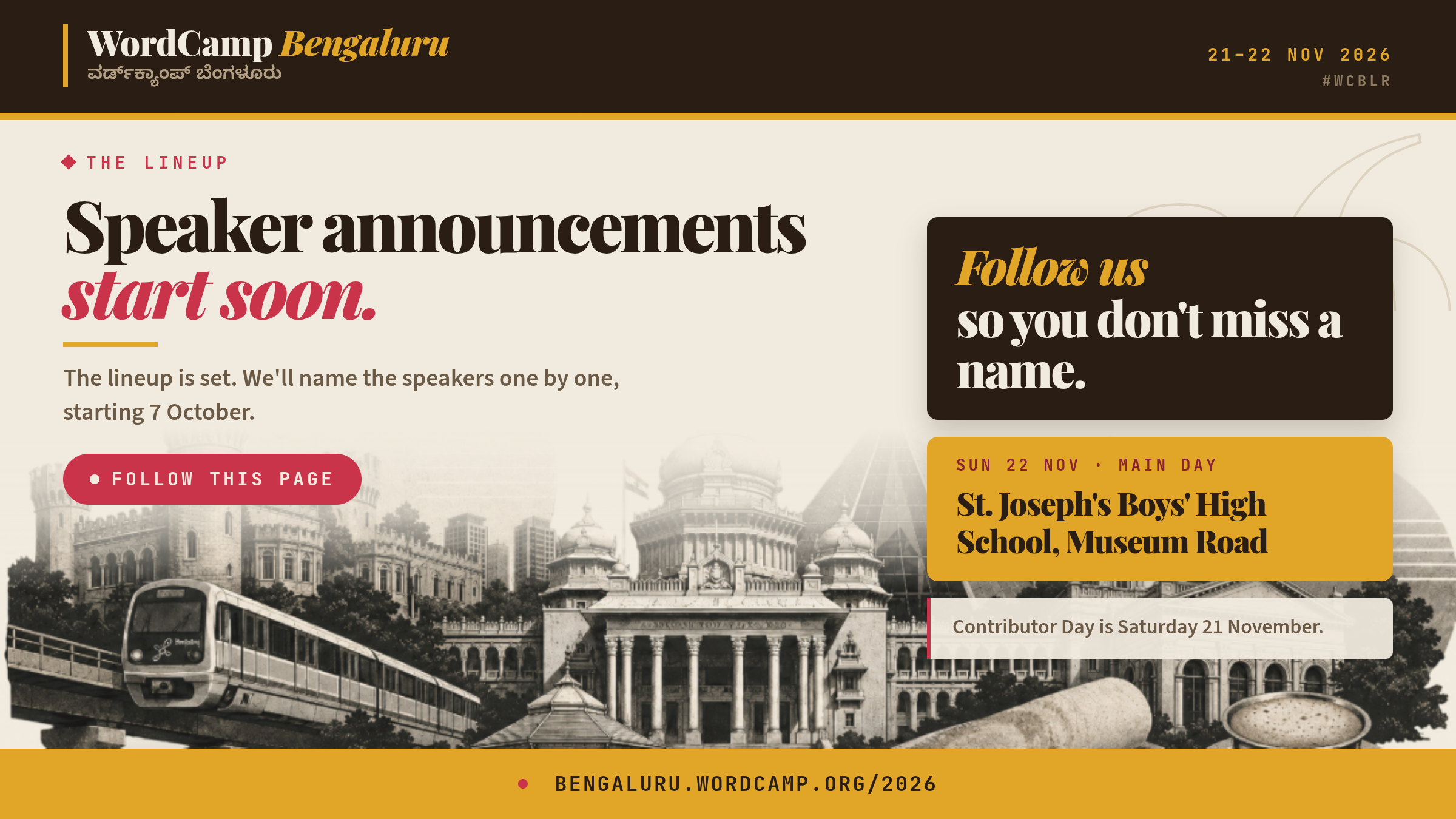 Speaker announcements start 7 October