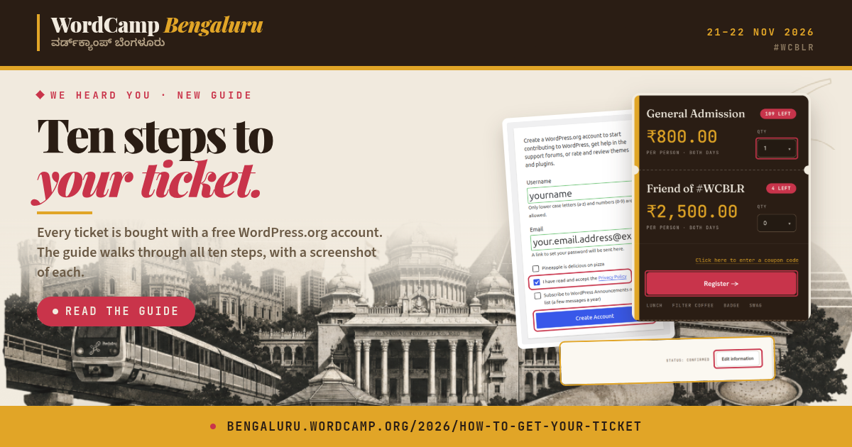 How to get your WordCamp Bengaluru ticket